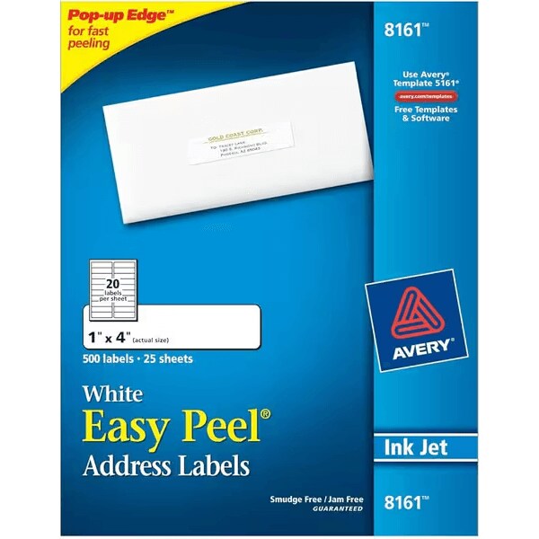 25 sheets of 20 blank white labels for letters